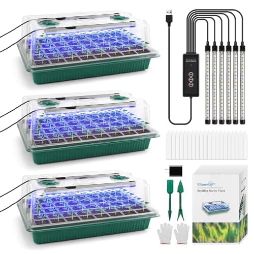BlumWay Seed Starter Tray with Grow Light3 Pack 120 Cells Seedling Tray with Humidity DomeIndoor Grow Kit for DeepRooted SeedlingsAdjustableTimed Light Plant Starter Set