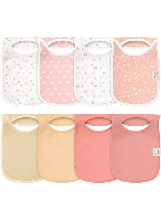 8-Pack Baby Bibs for Boys, Girls - Pullover Bibs for Drooling Teething Baby Girl & Boy Toddler, Newborn, Soft & Absorbent, Cute Colors, Large Torso Coverage Keep Infant Clean & Dry (Butterflies)
