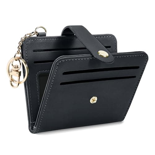 Airkit Small Wallets Woman RFID Blocking Leather Credit Card Holder - with ID Window - Card Wallets for Women - with Zipper Coin Purse - Keychain Wallet