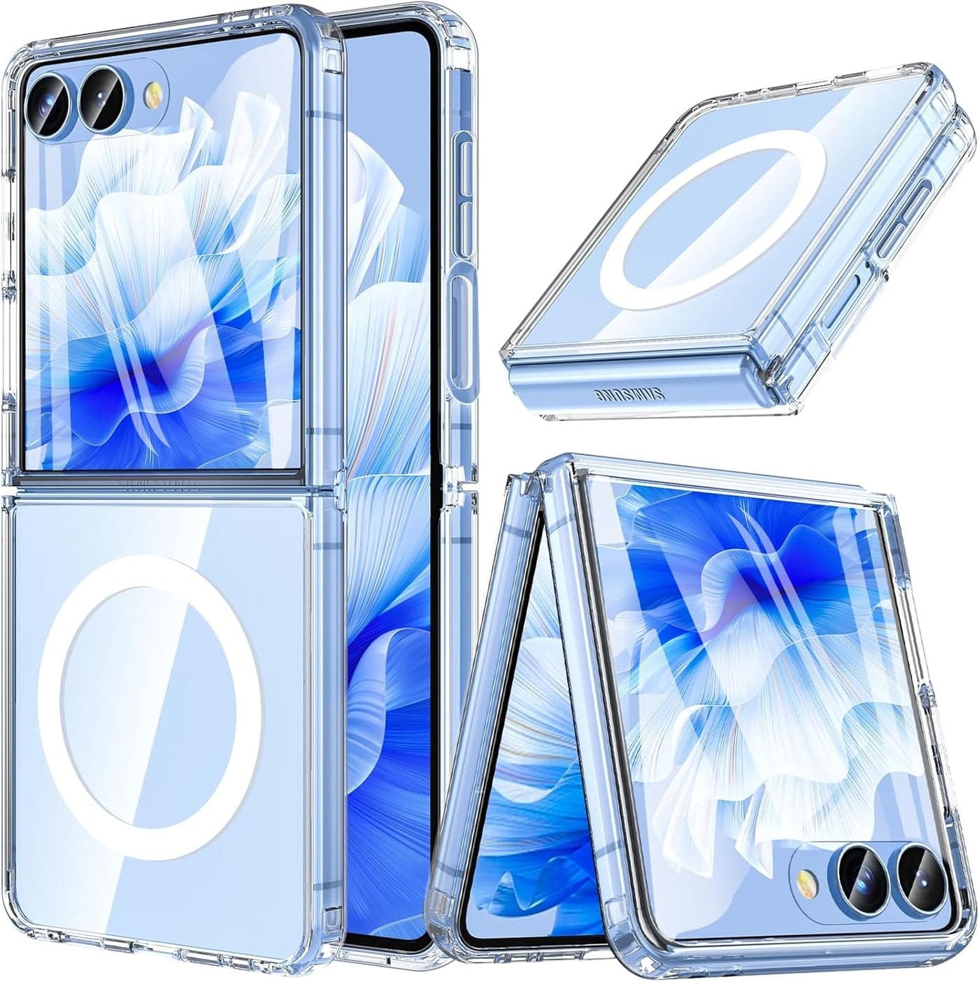 JGD PRODUCTS Magnetic Case for Samsung Galaxy Z Flip 7 5G Compatible with MagSafe, Shockproof Phone Bumper Cover, Anti-Scratch Clear Back (Clear)