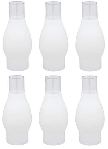 Ciata Victorian Glass Hurricane Chimney Lamp Globe Replacement - 6 Pack, Frosted Glass Chimney Shade with 3 Inch Fitter and 4 Inch Bulge