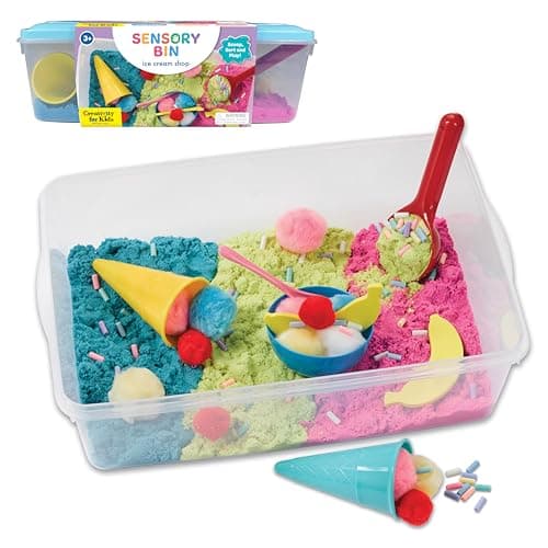 Creativity for Kids Sensory Bin Ice Cream Shop Playset Toddler Learning Toys Pretend Play Ice Cream Set Kids Gifts for Girls and Boys Ages 3
