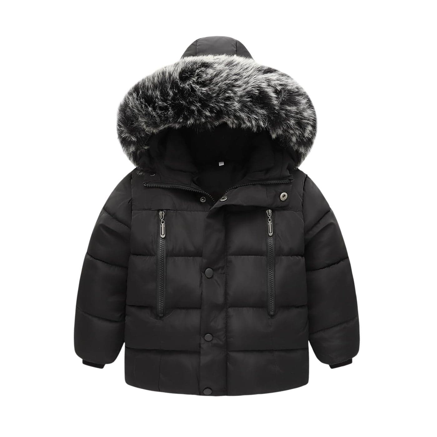 YAGATA Toddler Coat Thicken Fur Collar Hoodie Down Toddler Jacket Warm Toddler Winter Puffer Jacket Black 3-4T 110