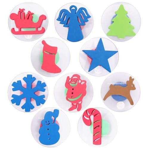 READY 2 LEARN Giant Stampers Christmas Shapes Set of 10 Easy to Hold Foam Stamps for Kids Arts and Crafts Stamps for Displays Posters Signs and DIY Projects