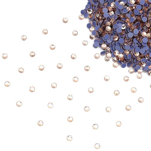 EmbroideryMaterial Round Flatback Hotfix Glass Crystal Rhinestones for Wedding Dress Embellishments, Craft, Shoes, Bags, Jewellery Making, DIY (SS16, 4MM, Light Peach Color, 1440 Pieces)