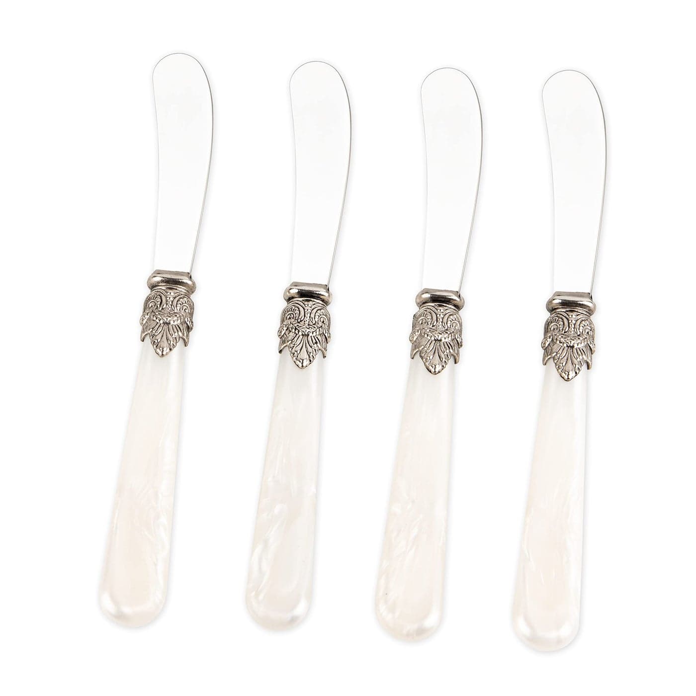 CATHYLIN REVERIE Collection 4piece Stainless Steel Butter Spreader Cheese Knife Giftable Butter Knives set Bread Knife set4 White Handle