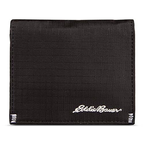 Eddie Bauer Men Signature Money Clip Wallet Available in Cotton Canvas or Ripstop Nylon Card CaseBlack One Size