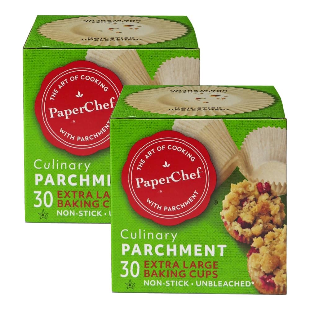 PaperChef XLarge Parchment Baking Cups Easy Release NonStick Paper 30 Count 2 Pack