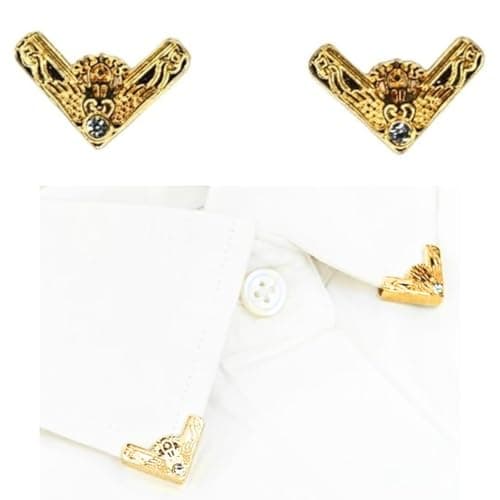 Ani Accessories Metal Collar Corner Tips With Diamond Studded Wings Design Lapel Pin Badge Button for Men And Women Collar Clip Pin Brooch Shirt Accessories (Pack Of 4) (2 Pair)