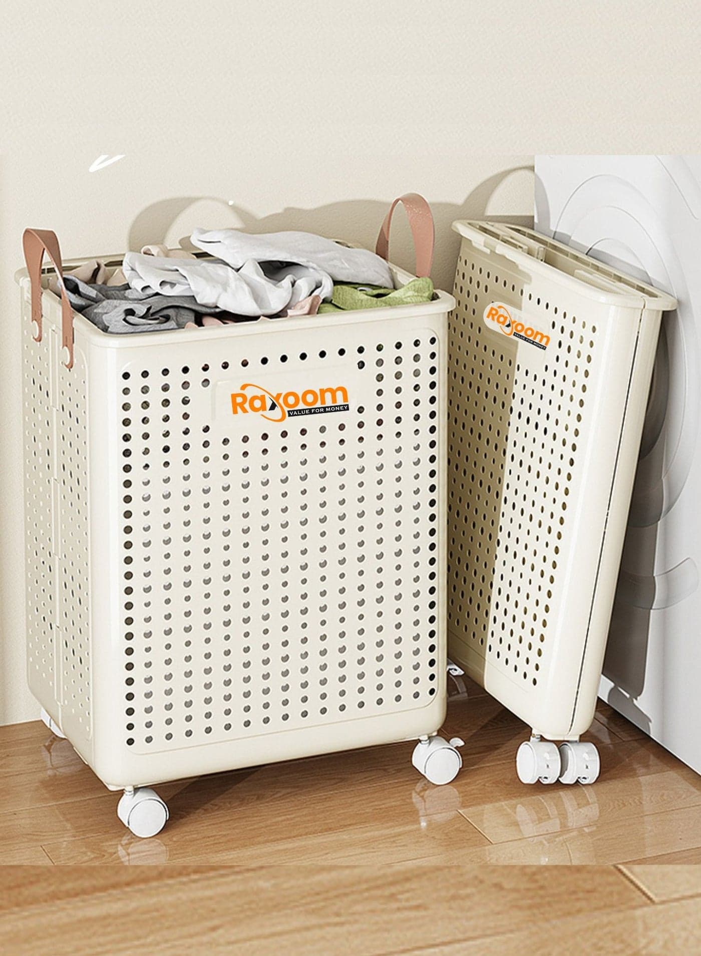 Foldable Laundry Basket For Dirty Clothing Storage 60L With 4 Tier Wheels Cloth Storage or Multi Purpose Storage Organizer 37.7*31*55.4CM