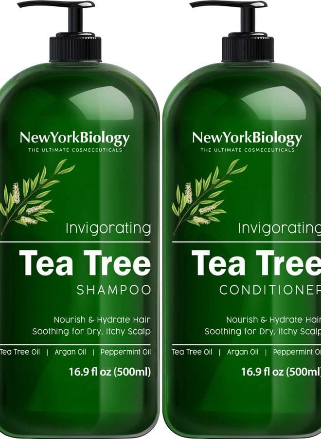 Tea Tree Shampoo and Conditioner Set – Deep Cleanser – Relief for Dandruff and Dry Itchy Scalp – Therapeutic Grade - Helps Promote Hair Growth – 16.9 fl Oz