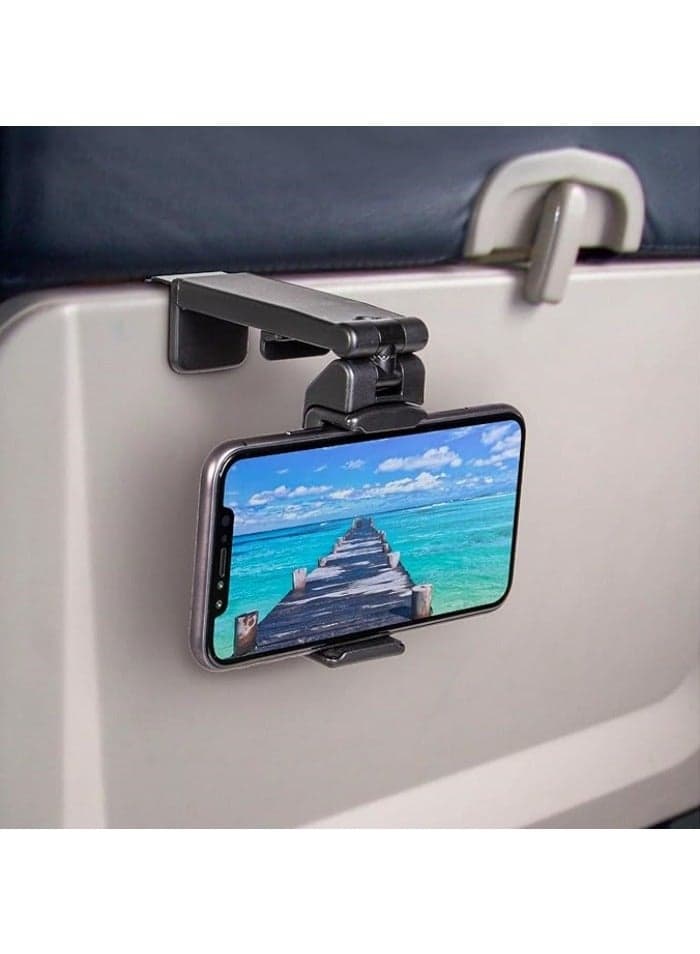 Universal in Flight Airplane Phone Holder Mount. Hands Free Viewing with Multi-Directional Dual 360° Rotation. Pocket Size Must Have Airplane Travel Essential Accessory for Flying