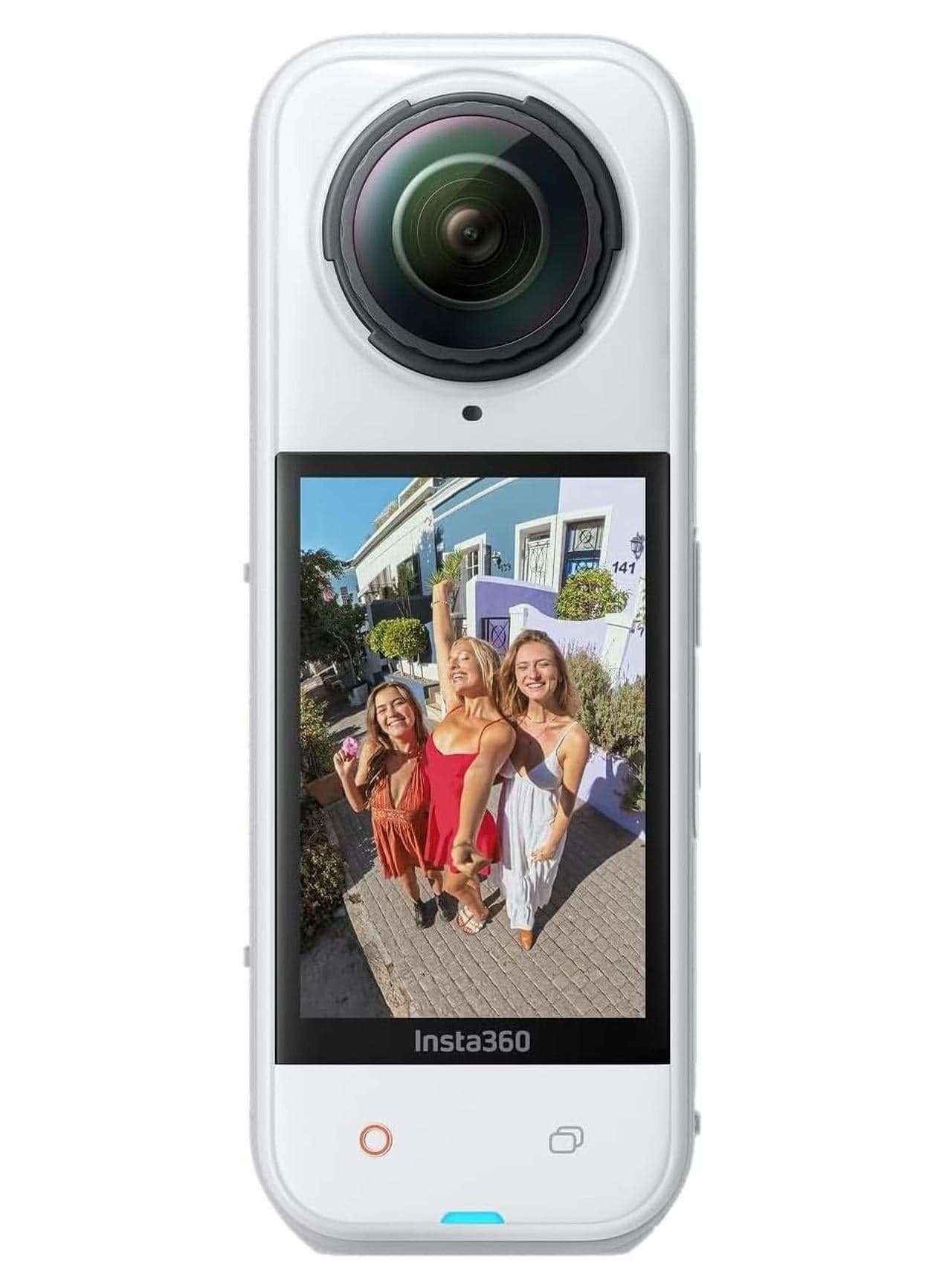 X5 Stand Alone | 15M Waterproof 8K 360 Action Camera, Dual 1/1.28" Sensor, Low Light Capture, Wind Guard, Replaceable Lens, 185 Mins Battery Life, AI Editing, Auto Stabilization - Satin White