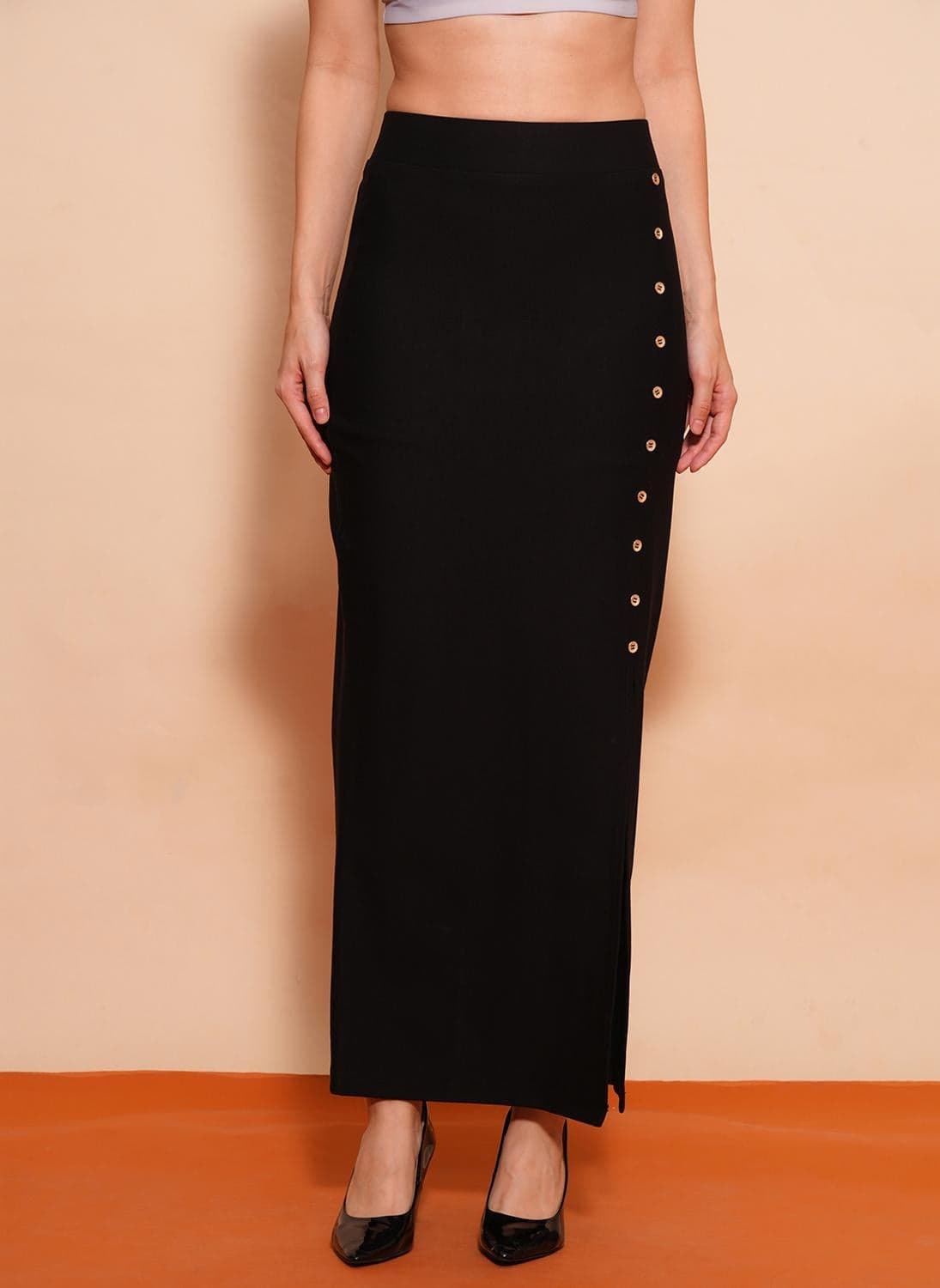 Globus Women's Skirt Black Formal Maxi Skirt with Button Closure
