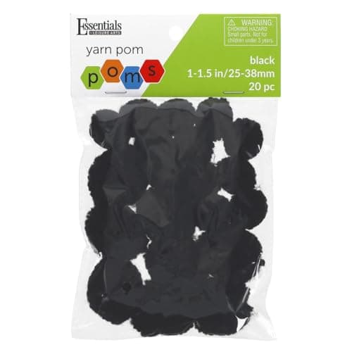 Essentials By Leisure Arts Yarn Pom Poms Black 1 to 15 20 Piece Pom Poms Arts and Crafts Gray Pompoms for Crafts Craft Puff Balls for Crafts