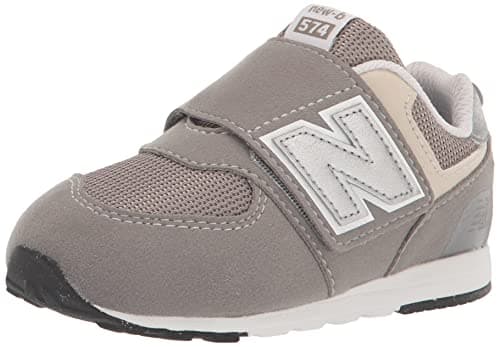 New Balance Kid's 574 V1 New-B Hook and Loop Sneaker, Rain Cloud/Silver Metallic, 5 M Toddler (1-4 Years)