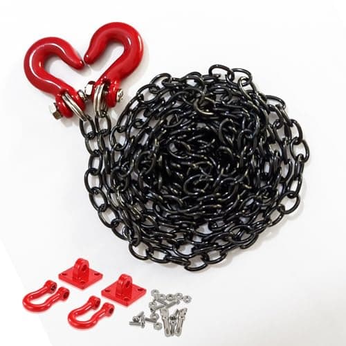 Metal Trailer Chain and Tow Hook Buckle RC Car Decoration Accessories Compatible with 110 RC4WD D90 Axial SCX10 RC Rock Crawler