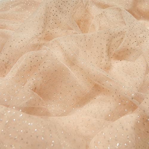 Sewdudely 60 Champagne Tulle Glitter Shiny Silver Sequins Fabric by The Yard for BridalWeddingParty DecorationTulle DressCostumeGift WrappingDIY Crafts1 Yard