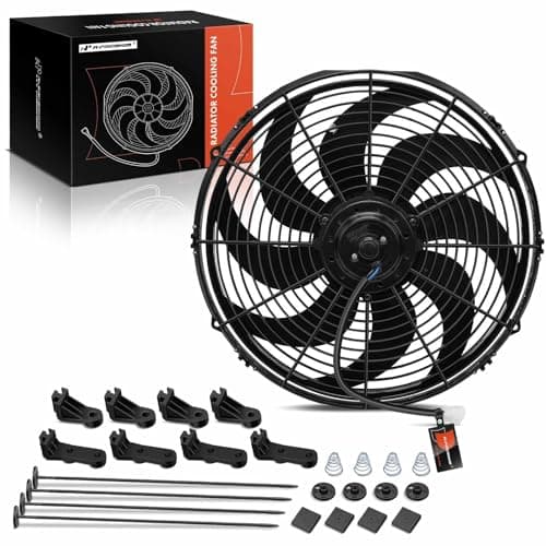 A-Premium 16'' 16 inch Slim Fan Pull Universal Electric Radiator Cooling Fan Assembly, 12V 120W with Mount Kit