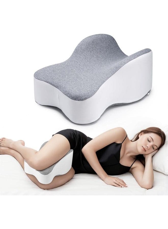 Side Sleeper Extended Knee Pillow, Memory Foam Leg Pillow, Full Thigh and Knee Support, Relieve Sciatica, Back, Hip, Knee and Joint Pain, Sleep Between Legs, Correct Spine, Relieve Stress