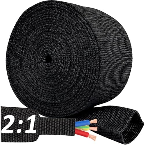 20 FT 1/4 inch 2:1 Heat Shrinkable Braided Sleeving Heat Shrink Sleeve Abrasion Protection Flexibility Wiring Harness Cable Sheath