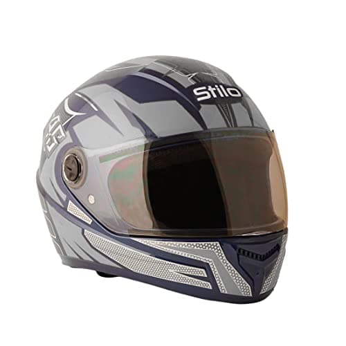Sage Square ISI Certified ABS Clear Visor, High Standard Safety, Enhanced Design, Extra Comfort, Enhanced Design Proud 45 Full Face Graphic Helmet (Large, Blue Glossy - Silver)
