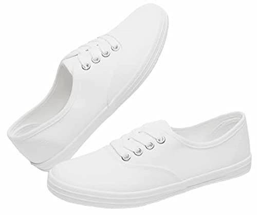 Shoes 18 Womens Canvas Shoes Lace up Sneakers 18 Colors Available 324 White 8
