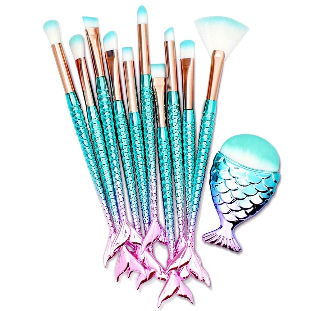 11PCS Makeup Brushes Set Foundation Eyebrow Eyeliner Blush Cosmetic Concealer Brushes Easter Basket Stuffers Essentials for Teens GirlsWomen Stocking Stuffers for Kids Girls Accessories Stuff