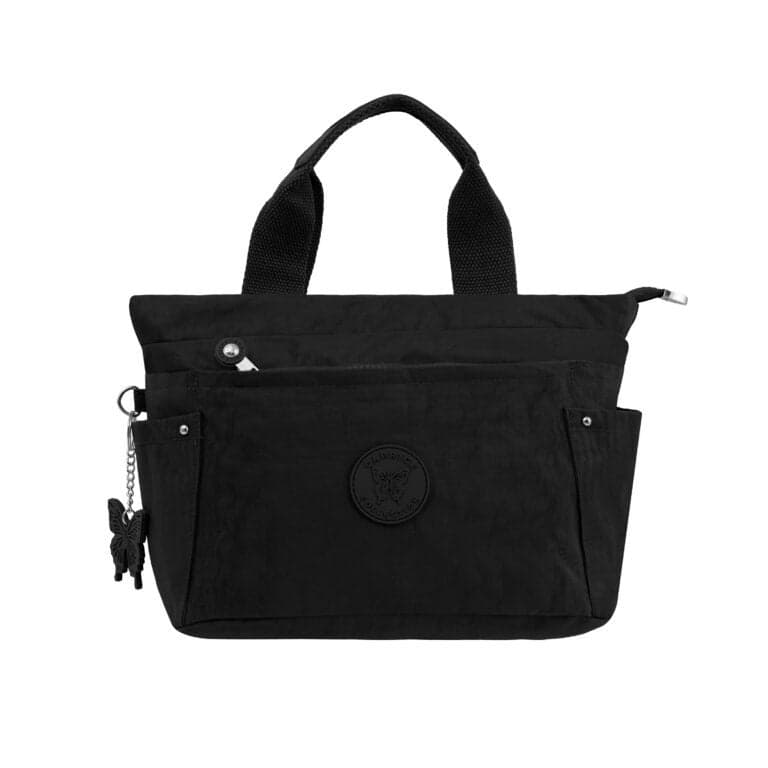 Unisex Small Shoulder Bag – Black, Water-Resistant Nylon, 9.5L Capacity