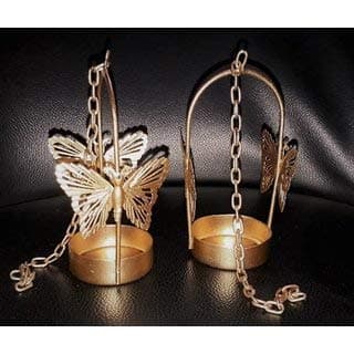 Evisha Metal Butterfly Hanging Multicolour Tealight Candle Holders Pack of 4
