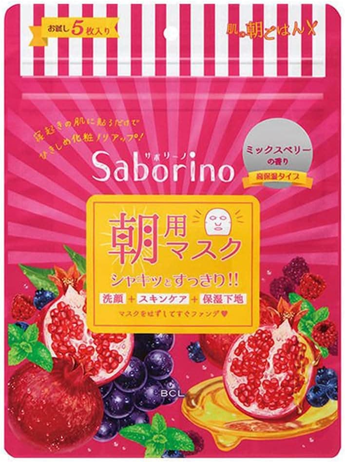 Saborino Facial Sheet Mask Ripe Fruit Highly Moisturizing Type 5 Sheets Green Tea Set
