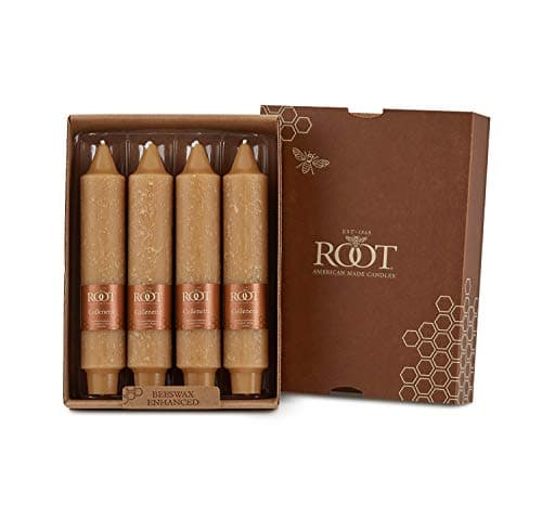 Root Candles Unscented Dinner Candles Premium Beeswax Blend Boxed Candle Set, 7-Inch, Beeswax, 4-Count