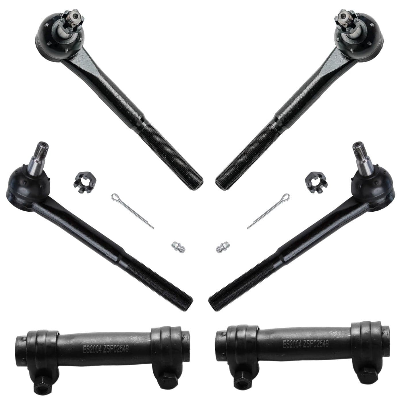 Detroit Axle Front 6pc Tie Rods Kit for Chevy GMC C1500 C2500 Suburban C3500 Express Savana 1500 2500 3500 Yukon Tahoe 4 Tie Rods 2 Adjusting Sleeves Replacement