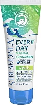 SPF 45 Every Day Kids Mineral Sunscreen 75 ml Biodegradable Paraben Free Reef Safe Sunscreen for Face Body for Kids NonGreasy Lightweight Sheer Mineral Protection Against UVA UVB