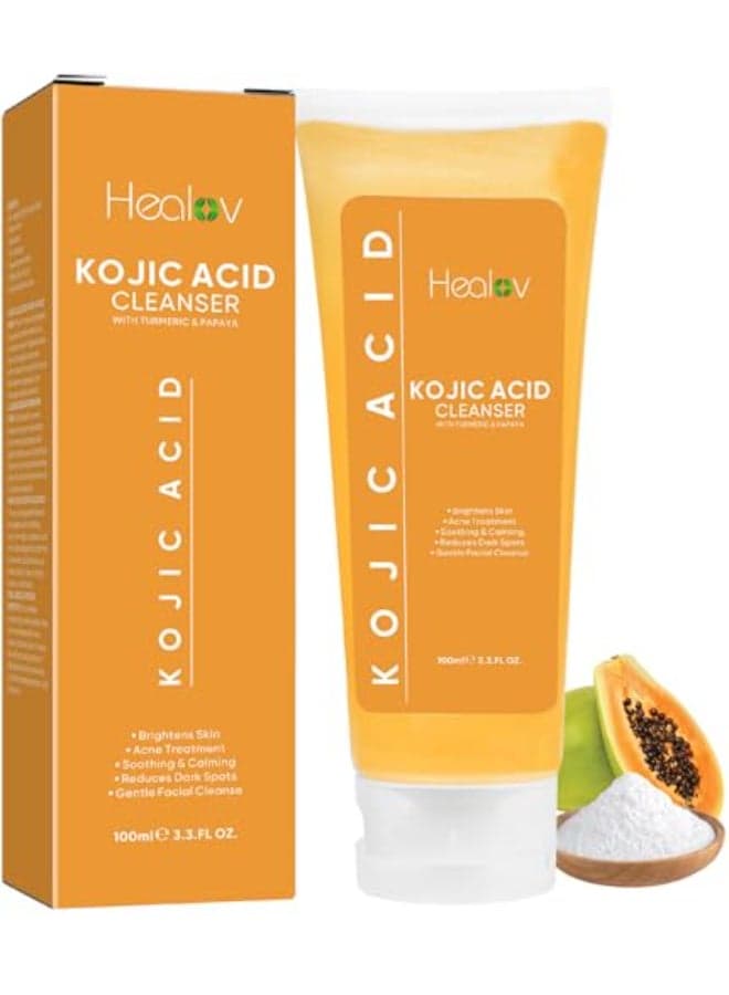 Kojic Acid Soap for Hyperpigmentation Skin Brightening Kojic Papaya Face and Body Wash Dark Spot Soap Reduces Acne Scars and Evens Skin Tone Turmeric Facial Cleanser for Brighter Glowing Look