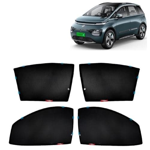 KINGSWAY Accessories Car Side Window Sun Shade Only Compatible with Morris Garages (MG) Windsor EV (2024 Onwards), Front Half Cut & Rear Zipper Magnetic Curtains - Custom-Fit UV Shades, Pack of 4 Pcs