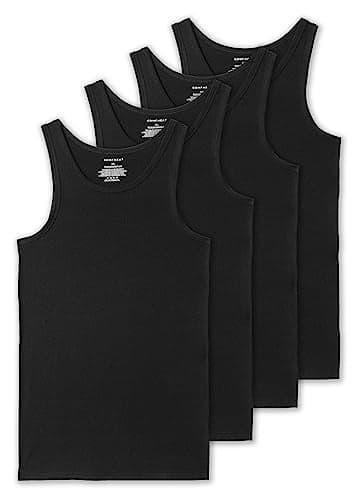 Comfneat Men's 4-Pack Big & Tall Tight Fit A-Shirts Tank Tops Sleeveless Undershirts Stretchy Cotton Spandex Base Layers (Black 4-Pack, 5XL)