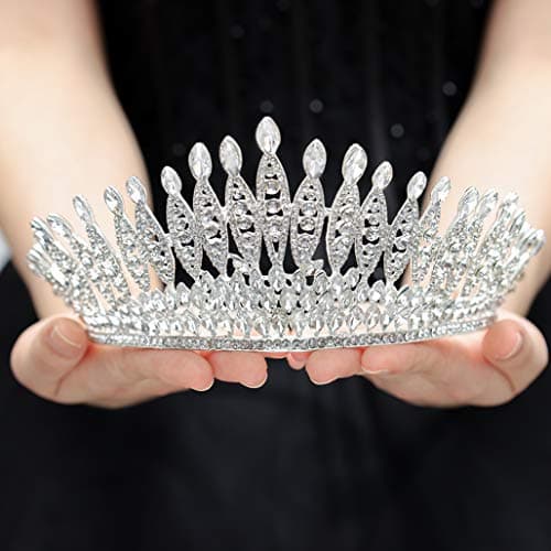 Gangel Baroque Sliver Crowns Princess Crown with Crystal Wedding Bridals Tiaras Hair Accessories for Brides Wedding Prom Birthday Party Halloween Christmas Cosplay(Pack of 1)