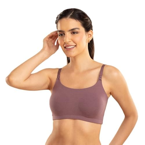 NYKD Women's Cotton Wire Free Casual Bralette T-Shirt Bra Bra, NYB165, Flint, S, 1N