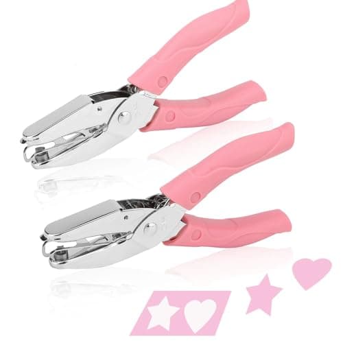 Rongon Paper Hole Puncher Star and Heart Shaped Mini Hole Punch Pliers 14 Inch Cute Single Hole Punch Tool with SoftHandled DIY for Tags Clothing Ticket