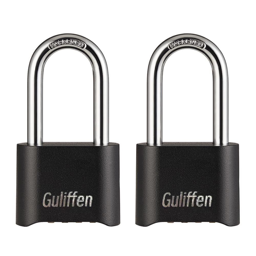 Guliffen 2 Pack Heavy Duty Weatherproof Combination Padlock Outdoor Combination Lock with Long Shackle for Gate Fence Warehouse Storage UnitGarages
