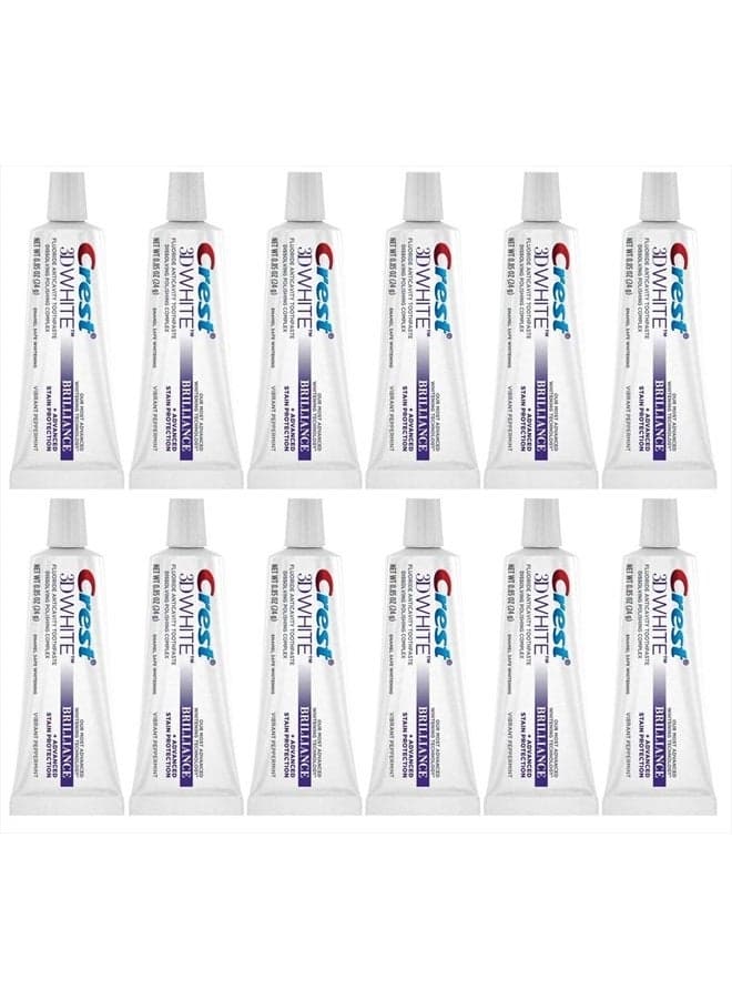3D White Brilliance Toothpaste, Vibrant Peppermint, Travel Size, 0.85 oz (24g) - Pack of 12