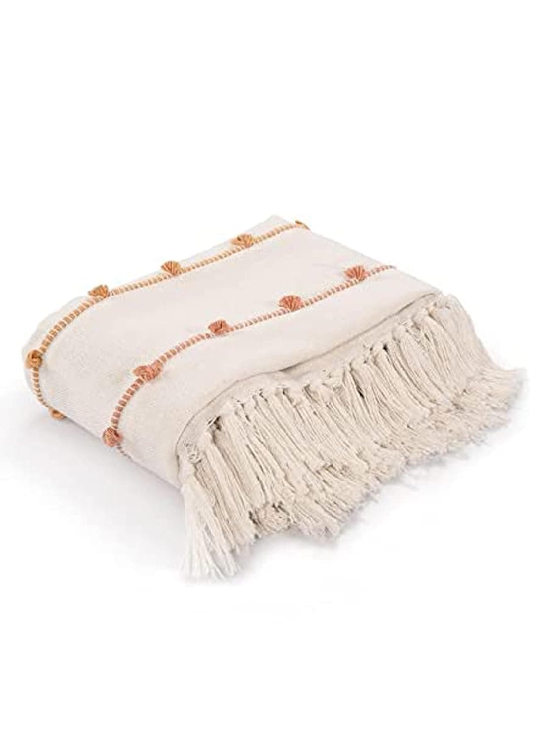SASHAA WORLD Multicolour Striped Comfort Cotton Throw | Cozy & Stylish Blanket | Ideal for Sofa, Bed, Chair & Living Room | Natural & Beige | 125 x 150 cm