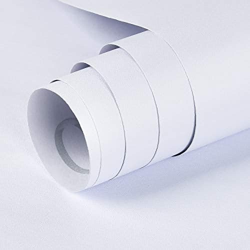 Mecpar 15.7In x 16.4Ft Matte Wallpaper White Contact Paper White Peel and Stick Wall Paper Thicken Waterproof Wallpaper for Kitchen Countertop Cabinet Wardrobe