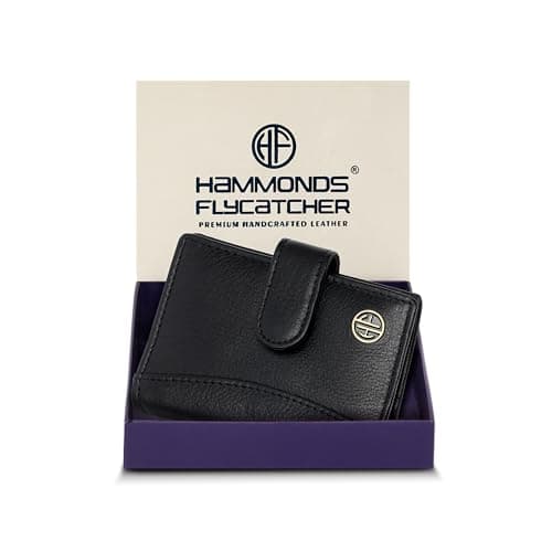HAMMONDS FLYCATCHER Genuine Leather Card Holder Wallet for Man & Women, RFID Protected ATM/Credit Card Holder Wallet for Men with 18 Slots, Gift for Men, Father, Husband, Boyfriend - Super Black