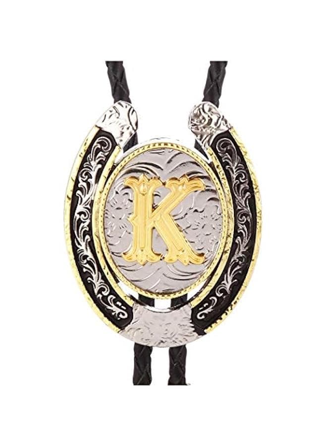 Bolo Tie for Men- Golden Initial Letter ABCDMJR to Z Western Cowboy Bolo Tie for Women