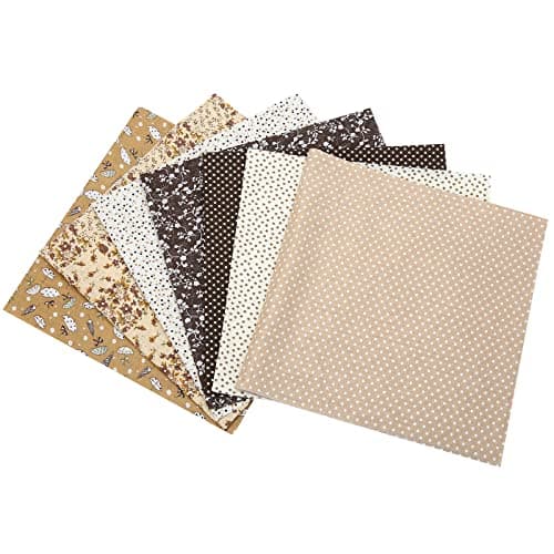7Pcs 20" x 20" Cotton Fabric DIY Making Supplies Quilting Patchwork Fabric Fat Quarter Bundles DIY for Quilting Cotton Patchwork Cushions (Brown, 20" x 20")