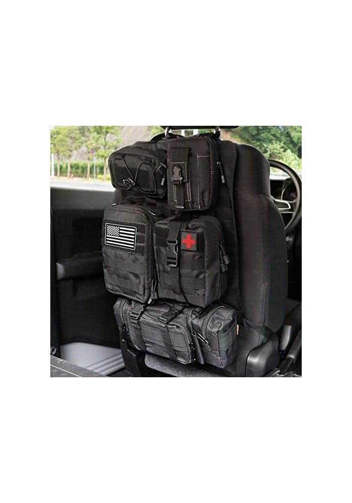 MAIKER Tactical Car Seat Back Organizer Upgrade Tactical Vehicle Panel Organizer with 5 Detachable Molle Pouch Universal fits for Most of Vehicle Black