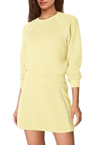 Nirovien Athletic Sets Women Oversized Two Piece Sets for Women Sweatsuits Active Wear Gym Outfits(Light Yellow,M)