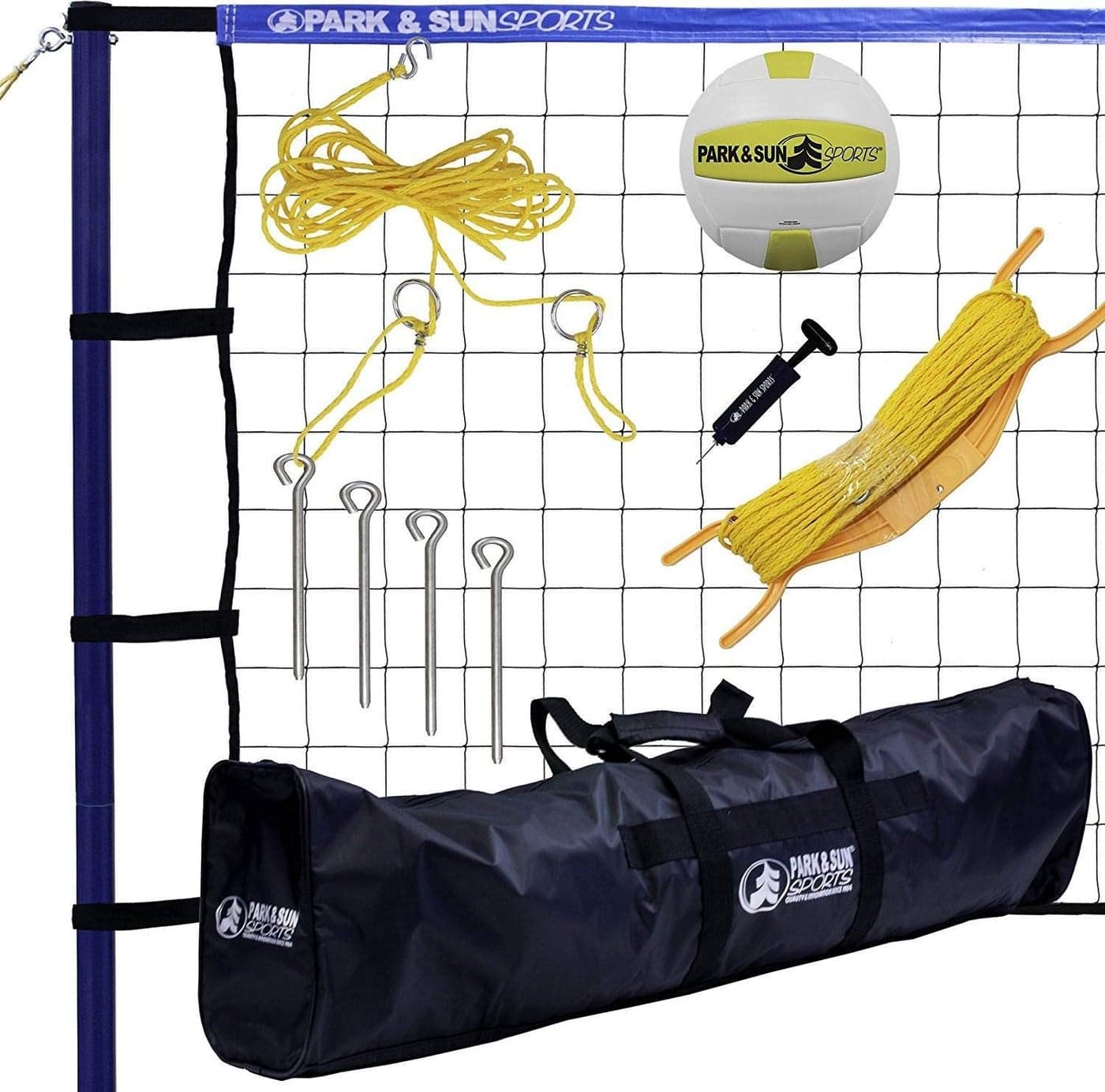 Park Sun Sports Spiker Sport Portable Outdoor Volleyball Net System Blue 32L x 3H feet